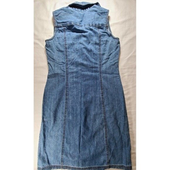 Faded Glory Denim Dress | Sleeveless Pearl Snap Cotton Dress Size 6 Western - Picture 2 of 7
